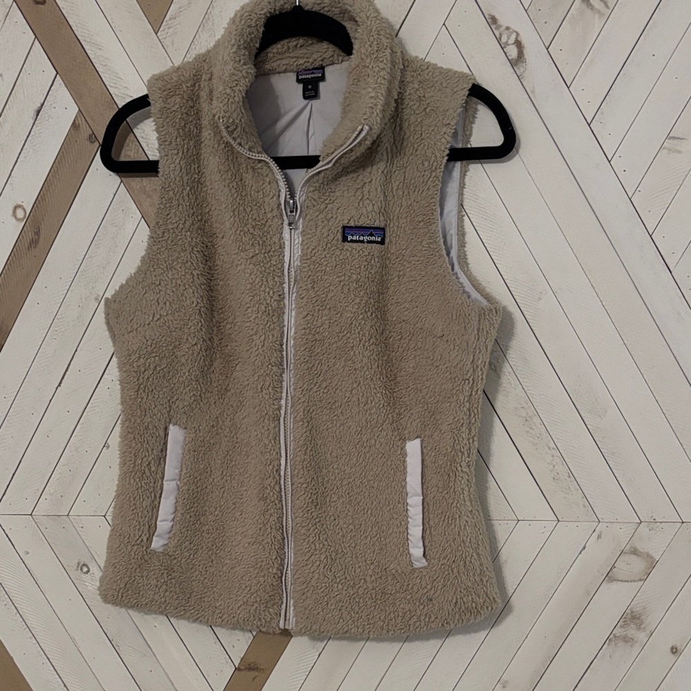 Patagonia Taupe Sherpa Fleece Zip Vest